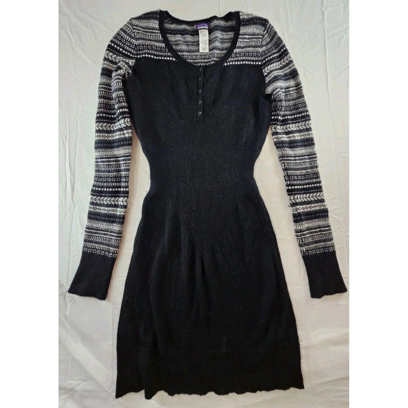 Patagonia Dress Womens Medium Black Rios Secret Sweater Nordic Lambswool Blend
